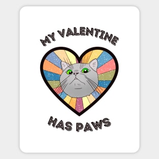 My Valentine has paws- a retro vintage design with a cute cat Sticker